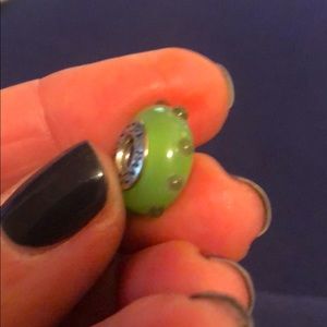 Pandora murano green glass charm with raised dots